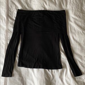 Black off-shoulder long sleeve top